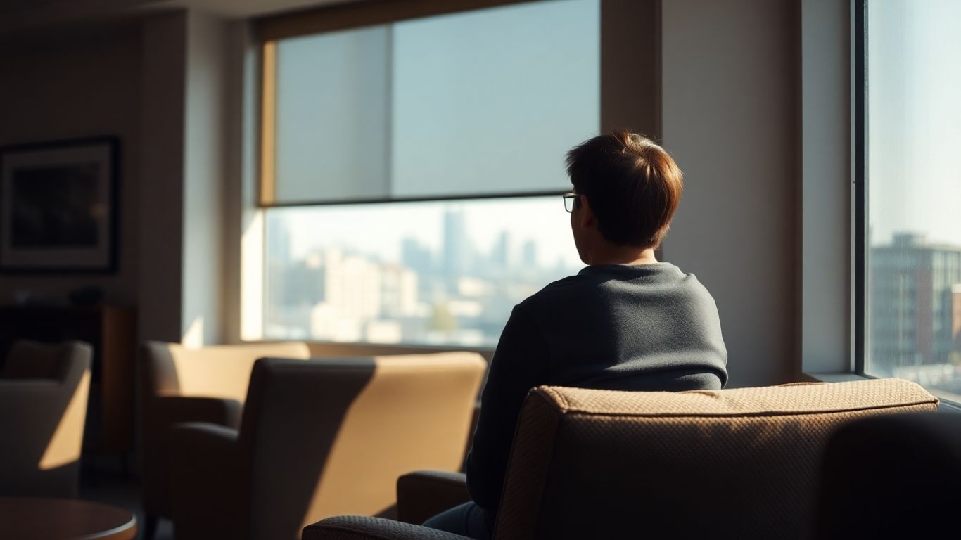 Person in counseling session looking out window