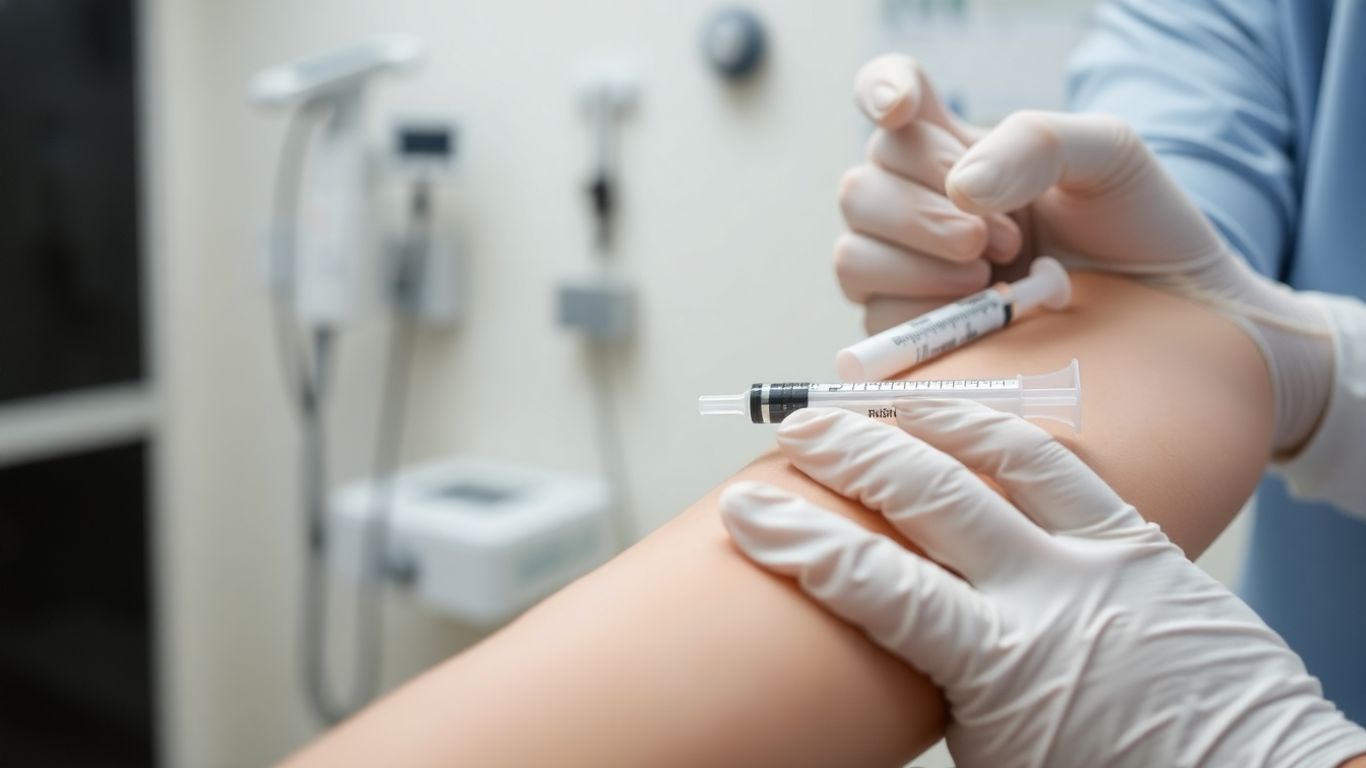 Doctor drawing blood from patient's arm for test