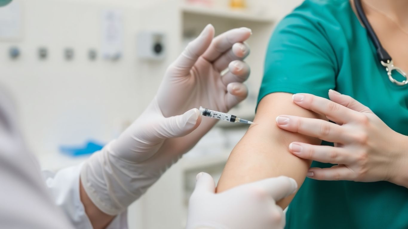 Nurse drawing Toxoplasmosis blood test from patient