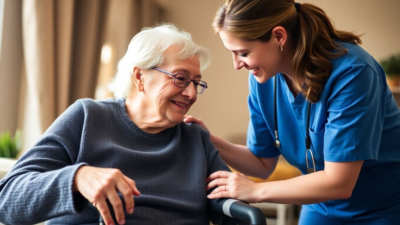 Caregiver helping elderly person in montreal