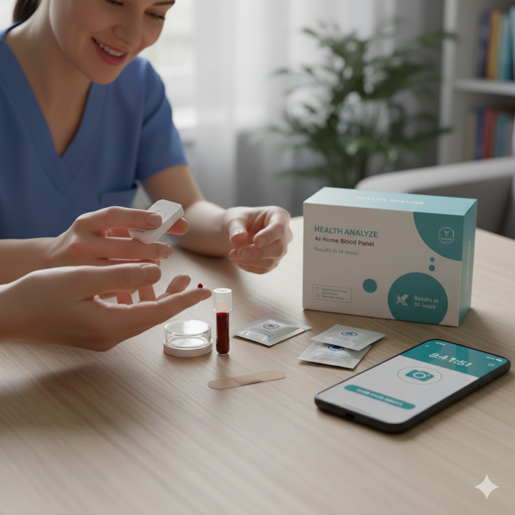 Prise de sang à domicile à Montréal Une infirmière de A+ Solutions effectuant une prise de sang à domicile pour un patient à Montréal.