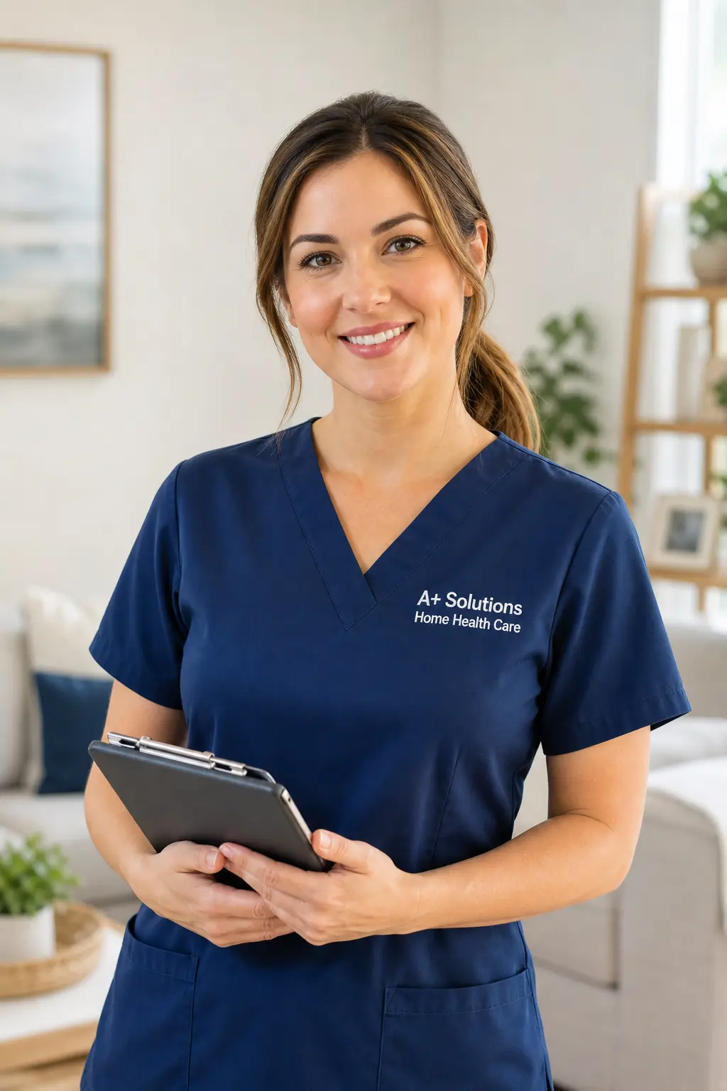 A+ Solutions Home Health Care nurse helping families choose the right home care service